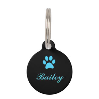 Médaillon Pour Animaux Étiquette bleue d'animal familier d'empreinte de