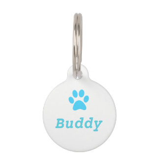 Médaillon Pour Animaux Étiquette bleue d'animal familier d'empreinte de