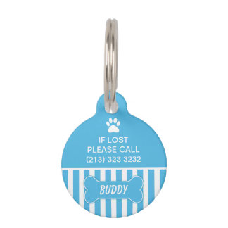 Médaillon Pour Animaux Étiquette bleue d'identification de chien d'os