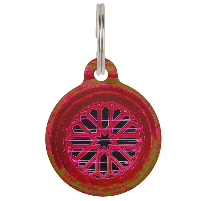 Médaillon Pour Animaux étiquette d'animal de compagnie octogonale rouge (Devant)