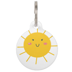 Médaillon Pour Animaux Étiquette d'animal familier avec Sun jaune