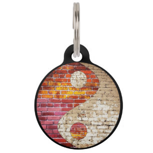 Médaillon Pour Animaux Étiquette d'animal familier de Yin Yang de brique