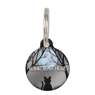 Médaillon Pour Animaux Étiquette de chat noir personnalisée avec art féli