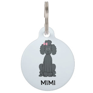 Médaillon Pour Animaux Étiquette de chien caniche foncé