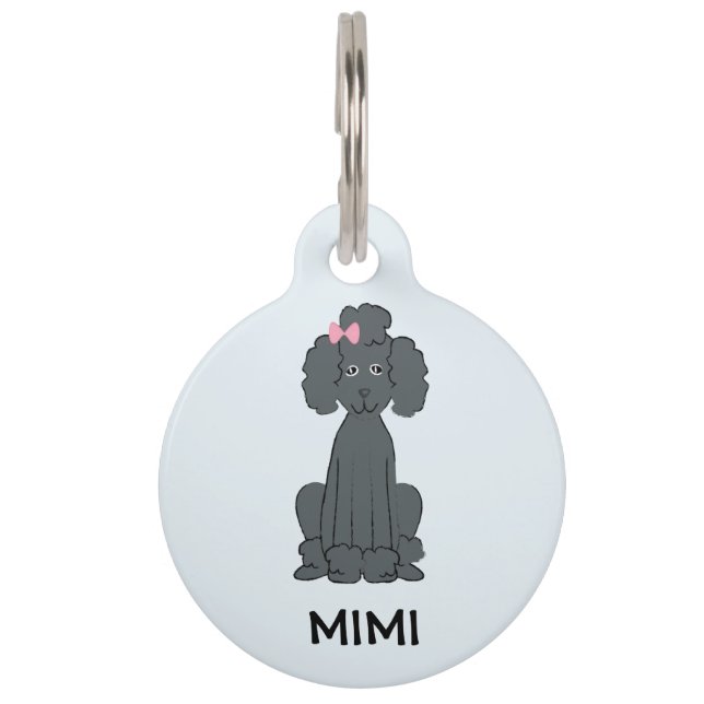 Médaillon Pour Animaux Étiquette de chien caniche foncé (Devant)