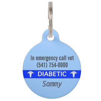 Médaillon Pour Animaux étiquette de chien d'alerte médicale diabétique