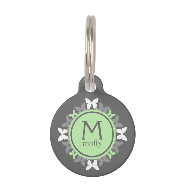 Médaillon Pour Animaux Étiquette de chien décorée d'un monogramme de (Devant)