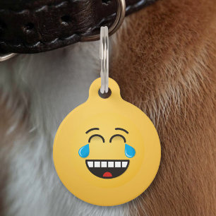 Médaillon Pour Animaux Étiquette de chien visage avec des larmes de joie