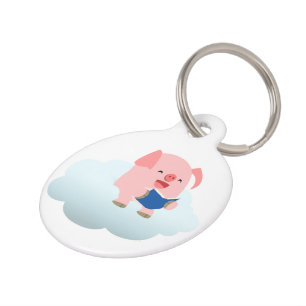 Médaillon Pour Animaux Étiquette de cochon de dessin mignon sur chien de