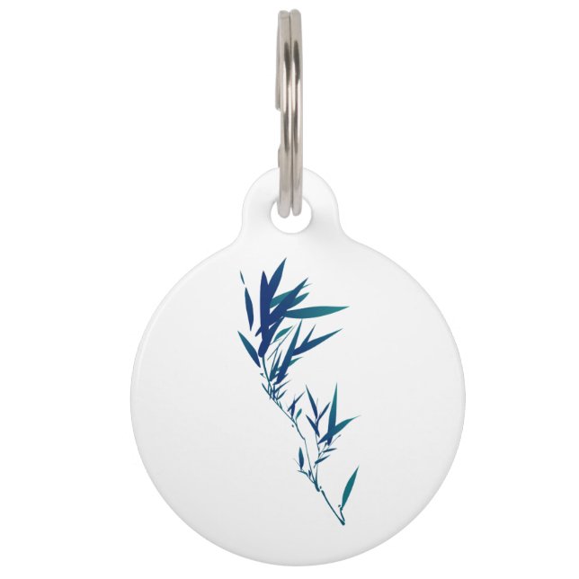 Médaillon Pour Animaux Étiquette de compagnie bleue en forme de feuille d (Devant)