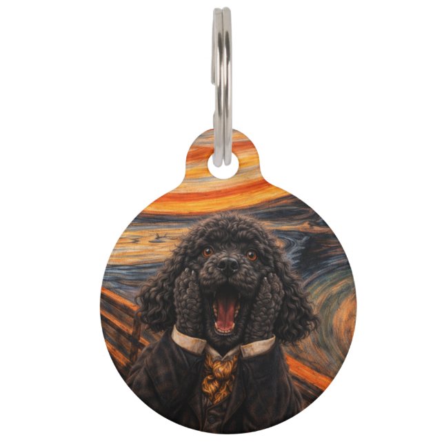 Médaillon Pour Animaux Étiquette de compagnie d'art de Cockapoo hurlant (Devant)
