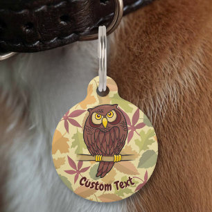 Médaillon Pour Animaux Étiquette de compagnie de chouette de dessin animé