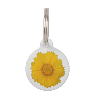 Médaillon Pour Animaux Étiquette de compagnie Fleur de marguerite jaune