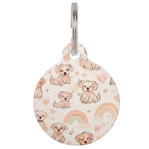 Médaillon Pour Animaux Étiquette de compagnie pour chiots Pastel Doodle