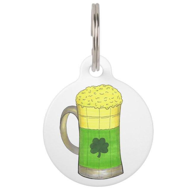 Médaillon Pour Animaux Étiquette de la bière de Shamrock vert Lucky Meer  (Devant)