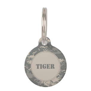 Médaillon Pour Animaux Étiquette de nom d'animal domestique de camouflage