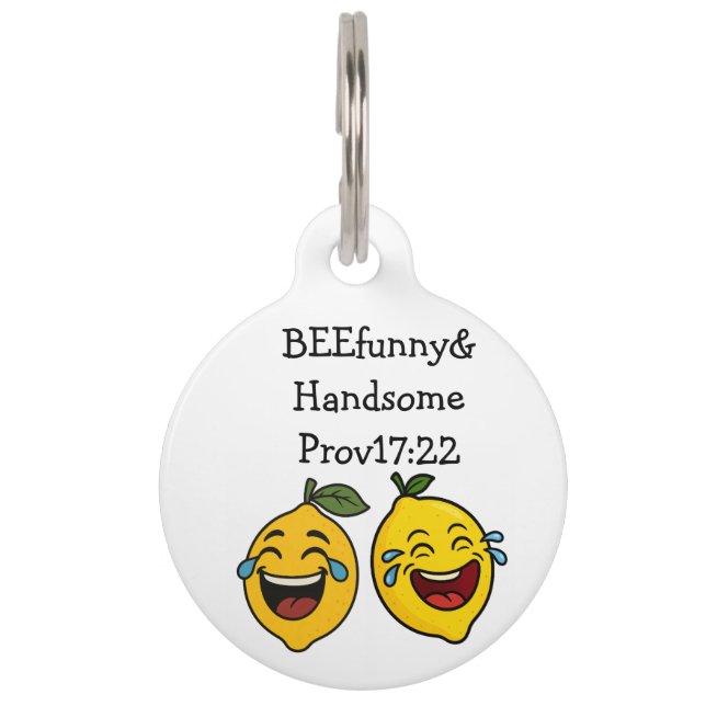 Médaillon Pour Animaux étiquette de nom de chien lemon heureux (Devant)