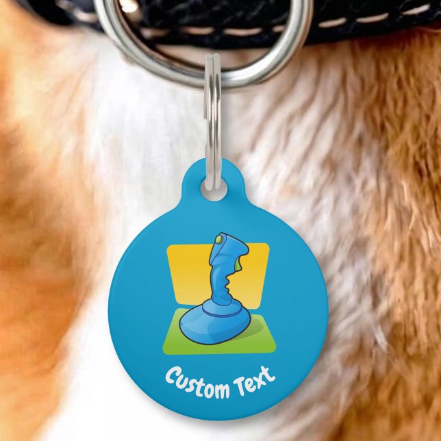 Médaillon Pour Animaux Étiquette de nom de compagnie de joystick bleu (Créateur téléchargé)