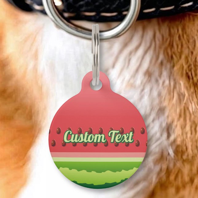 Médaillon Pour Animaux Étiquette de nom de familier de fond de pastèque (Créateur téléchargé)