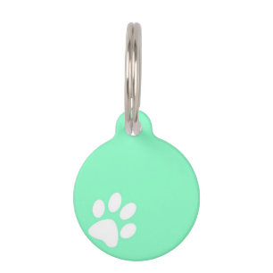 Médaillon Pour Animaux étiquette d'empreinte de patte bleu vert néon anim