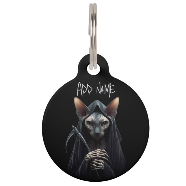 Médaillon Pour Animaux Étiquette d'identification de chat Sphynx Faucheus (Devant)