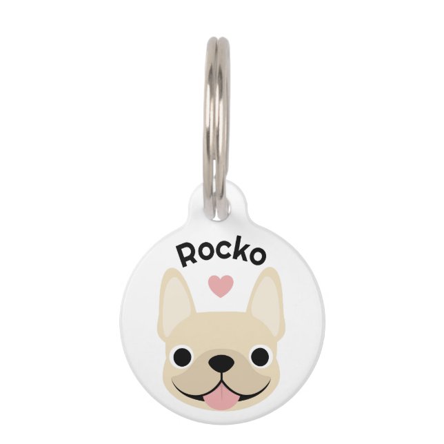 Médaillon Pour Animaux Étiquette d'identification de chien bouledogue fra (Devant)