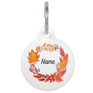 Médaillon Pour Animaux Étiquette d'identification de chien des Feuilles e