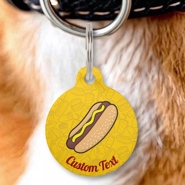 Médaillon Pour Animaux Étiquette d'identification de chien Hotdog (Créateur téléchargé)