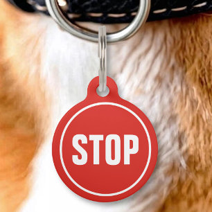 Médaillon Pour Animaux Étiquette d'identification de compagnie STOP