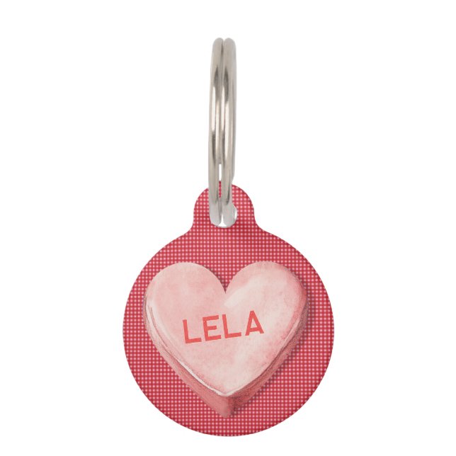 Médaillon Pour Animaux Étiquette d'identification de l'animal Candy Heart (Devant)
