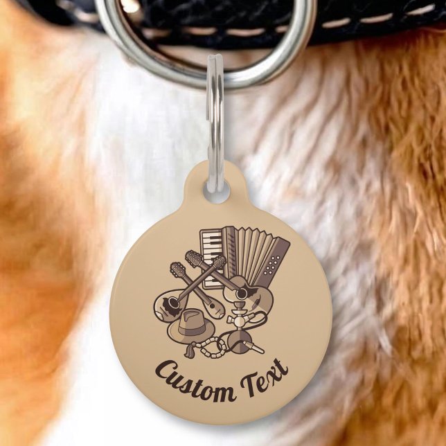 Médaillon Pour Animaux Étiquette d'identification d'icône Rebetiko (Créateur téléchargé)