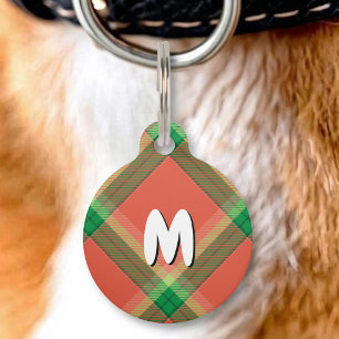 Médaillon Pour Animaux Étiquette d'identification en tartan de pastèque