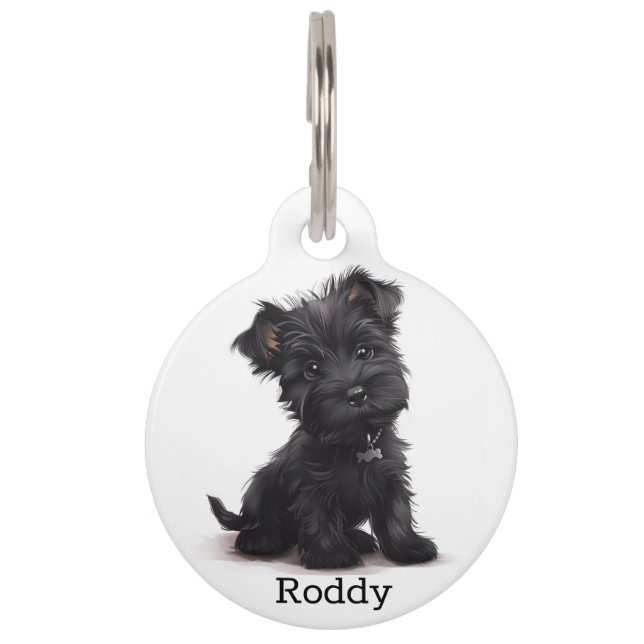 Médaillon Pour Animaux Étiquette d'identification personnalisée Black Sco (Devant)