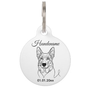 Médaillon Pour Animaux Étiquette personnalisée de dessin au trait de Berg