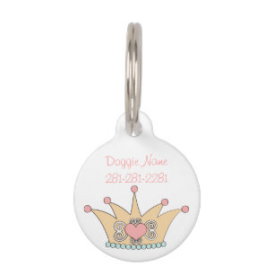Médaillon Pour Animaux Étiquette rose de nom d'animal domestique de