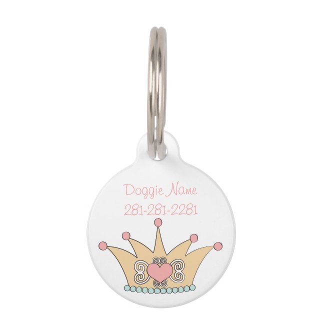 Médaillon Pour Animaux Étiquette rose de nom d'animal domestique de (Devant)