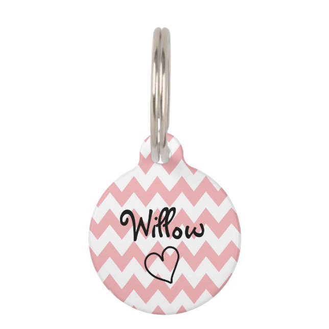 Médaillon Pour Animaux Étiquette rose mignonne d'animal familier (Devant)