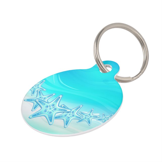 Médaillon Pour Animaux Étoiles de mer d'étiquette de chien (Côté )