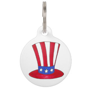 Médaillon Pour Animaux Étoiles et rayures Oncle patriotique Sam Tophat Sa
