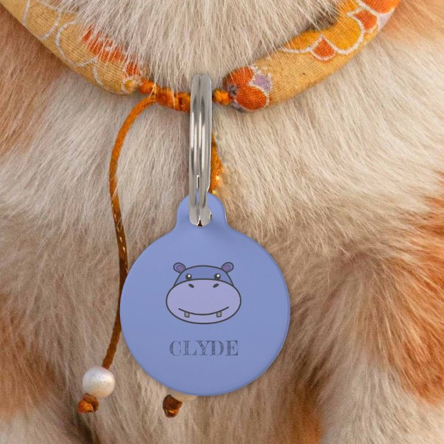 Médaillon Pour Animaux Face Hippo mignonne (Cute Hippo Face Pet ID Tag)