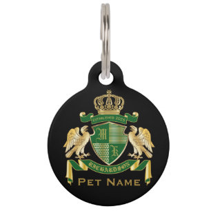 Médaillon Pour Animaux Faites votre propre blason Green Gold Eagle Emblem