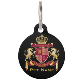 Médaillon Pour Animaux Faites votre propre blason Red Gold Unicorn Emblem