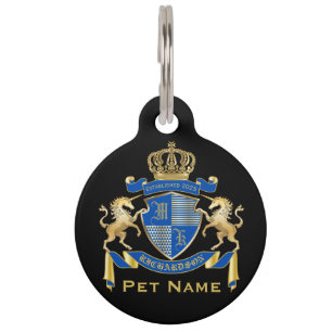 Médaillon Pour Animaux Faites votre propre blason Unicorn Emblem Bleu
