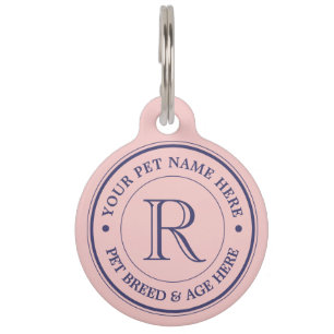 Médaillon Pour Animaux Faites votre propre monogramme de logo de rose de