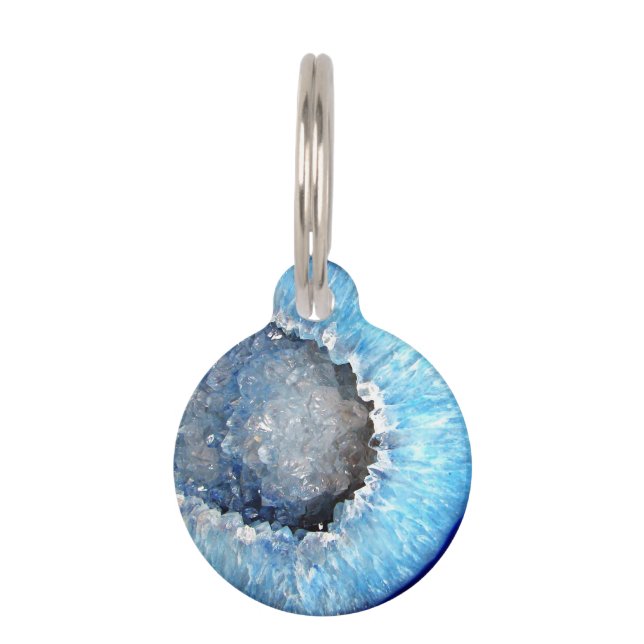 Médaillon Pour Animaux Falln Geode en cristal bleu (Devant)