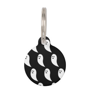 Médaillon Pour Animaux Fantôme Halloween noir blanc mignon motif