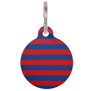 Médaillon Pour Animaux Fashion Rouge et Bleu Horizontale bandes