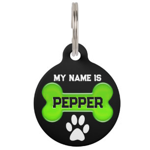 Médaillon Pour Animaux Faux Néon Vert Os Personnaliser