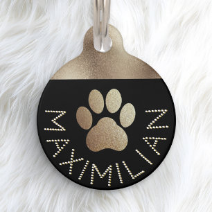 Médaillon Pour Animaux Faux Or Effet Pailleté Diamanté Chien Cool