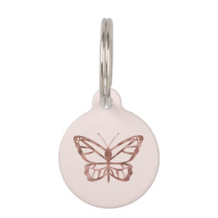 Médaillon Pour Animaux Faux Rose Gold Foil ressemble à un papillon rose